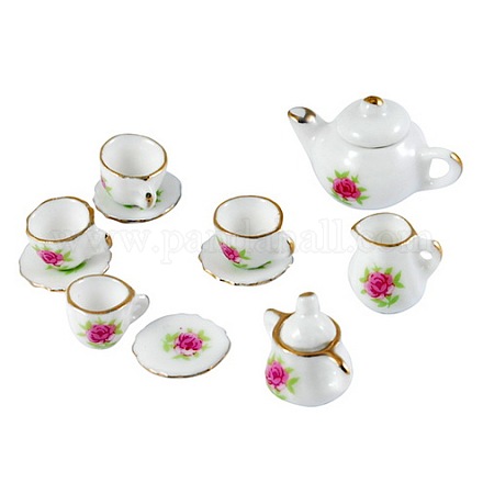 Porcelain Tea Set Home Decorations SJEW-R016-1