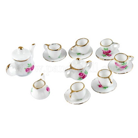 Porcelain Tea Set Display Decorations SJEW-R023-1