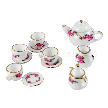 Porcelain Tea Set Decorations SJEW-R026-1