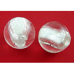 Perline di vetro murano fatto a mano, tondo, bianco, circa10 mm di diametro, Foro: 1.5~2 mm