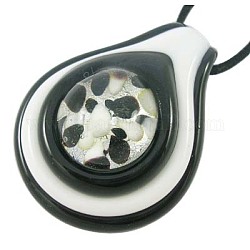 Handmade Silver Foil Glass Pendants, Eye, Black, about 45mm wide, 58mm long, hole: 8mm