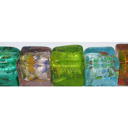 Chapelets de perles de feuille d'argent en verre SL38-1