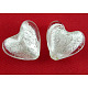 Manuell Silber Folie-Glas Perlen, Herz, Transparent, 12x8 mm, Bohrung: 1~2 mm