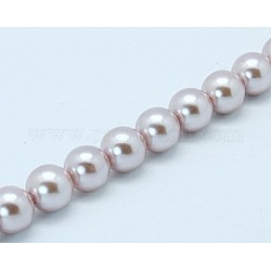 Shell Pearl Beads Strands, Grade A, Polished, Round, Rosy Brown, 8mm, Hole: 0.8mm, about 47~50pcs/strand, 16 inch