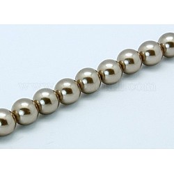 Shell Pearl Beads Strands, Grade A, Polished, Round, Coffee, 8mm, Hole: 0.8mm, about 47~50pcs/strand, 16 inch