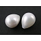 Shell Pearl Beads, Half Drilled, Grade A, Polished, White, teardrop, about 15mm long, 12mm wide, hole: 1mm