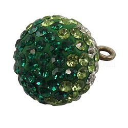 Austrian Crystal Charms, With Sterling Silver Clasps, Round, Emerald, about 12mm in diameter, hole: 3.5mm