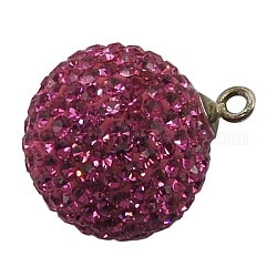 Encantos de cristal austriaco, con broches de plata de ley, redondo, rosa, aproximamente 14 mm de diámetro, agujero: 3.5 mm