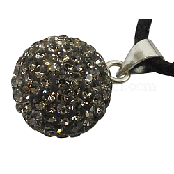 Austrian Crystal Charms, With Sterling Silver Clasps, Round, Black Diamond, about 14mm in diameter, hole: 3.5mm