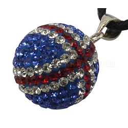 Austrian Crystal Charms, With Sterling Silver Clasps, Round, Sapphire, about 14mm in diameter, hole: 3.5mm