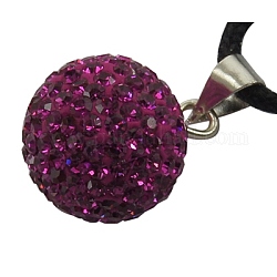 Austrian Crystal Charms, With Sterling Silver Clasps, Round, Fuchisia, about 16mm in diameter, hole: 3.5mm