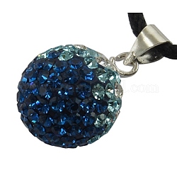 Austrian Crystal Charms, With Sterling Silver Clasps, Round, Capri Blue, about 16mm in diameter, hole: 3.5mm