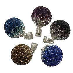 Österreichischen Kristall Charme, mit Sterlingsilberhaken, Runde, Mischfarbe, 16 mm, Bohrung: 3.5 mm