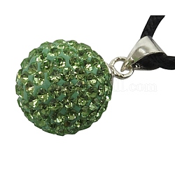 Austrian Crystal Charms, With Sterling Silver Clasps, Round, Peridot, 18mm, Hole: 3.5mm