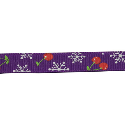 Printed Cherry & Snowflake Grosgrain Ribbon Christmas Ribbon SRIB-H010-467-1