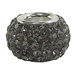 Austrian Crystal European Beads, Large Hole Beads, Single Sterling Silver Core, Rondelle, 215_Black Diamond, about 7mm in diameter, 5.5mm thick, hole: 3mm
