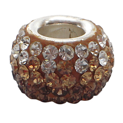 Perles européennes en cristal autrichien, Perles avec un grand trou   , seul cœur en argent 925, rondelle, 220 topaze _smoked, environ 11 mm de diamètre, épaisseur de 7.5mm, Trou: 4.5mm