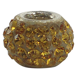Perline europeo cristallo austriaco, perline con foro grande, nucleo singolo di argento puro, rondelle, 203 _topaz, circa11 mm di diametro, 7.5 mm di spessore, foro:4.5mm