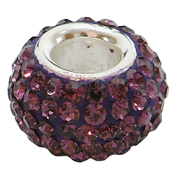 Perles européennes en cristal autrichien, Perles avec un grand trou   , seul cœur en argent 925, rondelle, 204 _améthyste, environ 11 mm de diamètre, épaisseur de 7.5mm, Trou: 4.5mm