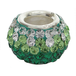 Österreichische Kristall europäischen Perlen, Großloch perlen, Einzelsterlingsilberkern, Rondell, 205 _emerald, ca. 7 mm Durchmesser, 5.5 mm dick, Bohrung: 3 mm
