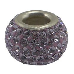 Österreichische Kristall europäischen Perlen, Großloch perlen, Einzelsterlingsilberkern, Rondell, 371 _violet, etwa: 7 mm Durchmesser, 5.5 mm dick, Bohrung: 3 mm