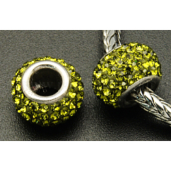 Österreichische Kristall europäischen Perlen, Großloch perlen, Sterling Silber Kern, Rondell, 228 _olivine, ca. 11 mm Durchmesser, 7.5 mm dick, Bohrung: 4.5 mm