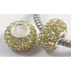Perles européennes en cristal autrichien, Perles avec un grand trou   , le noyau en argent 925, rondelle, 213 _jonquil, environ 11 mm de diamètre, épaisseur de 7.5mm, Trou: 4.5mm