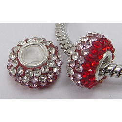 Österreichische Kristall europäischen Perlen, Großloch perlen, Sterling Silber Single-Core, Klasse aaa, Rondell, 502 _fuchsia, ca. 11 mm Durchmesser, 7.5 mm dick, Bohrung: 4.5 mm