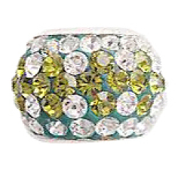 Österreichische Kristall europäischen Perlen, Großloch perlen, Sterling Silber Single-Core, Klasse aaa, Rondell, 228 _olivine, ca. 11 mm Durchmesser, 7.5 mm dick, Bohrung: 4.5 mm