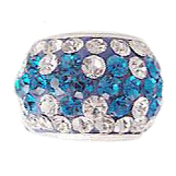Perles européennes en cristal autrichien, Perles avec un grand trou   , en argent 925 à double cœur, grade AAA, rondelle, 243 bleu _capri, environ 11 mm de diamètre, épaisseur de 7.5mm, Trou: 4.5mm