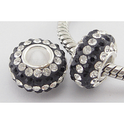 Perles européennes en cristal autrichien, Perles avec un grand trou   , argent sterling noyau unique, grade AAA, rondelle, colorées, environ 11 mm de diamètre, épaisseur de 7.5mm, Trou: 4.5mm