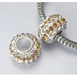 Perline europeo cristallo austriaco, perline con foro grande, sterling silver single core, grado aaa, rondelle, colorato, circa11 mm di diametro, 7.5 mm di spessore, Foro: 4.5 mm