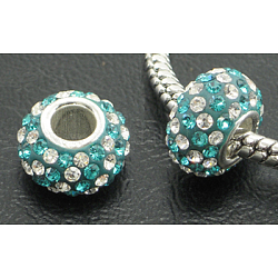 Österreichische Kristall europäischen Perlen, Großloch perlen, Sterling Silber Kern, Klasse aaa, Rondell, Farbig, ca. 11.5 mm Durchmesser, 7 mm dick, Bohrung: 4.5 mm