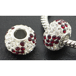 Austrian Crystal European Beads, Large Hole Beads, Sterling Silver Core, Grade AAA, Rondelle, Colorful, about 11.5mm in diameter, 7mm thick, hole: 4.5mm