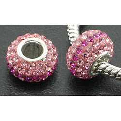 Perles européennes en cristal autrichien, Perles avec un grand trou   , le noyau en argent 925, grade AAA, rondelle, colorées, environ 11.5 mm de diamètre, épaisseur de 7mm, Trou: 4.5mm