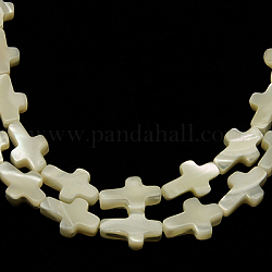 Bianco naturale perline shell fili, perle di madreperla, croce, bianco, circa 8 mm di larghezza, 12 mm di lunghezza, 3 mm di spessore, Foro: 1 mm, 33 pcs / Filo, 16 pollice