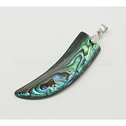 Abalone Shell/Paua Shell Pendants, with Brass Findings, Knife, Colorful, 39~55.7x8~14.5x1~4mm, Hole: 4mm