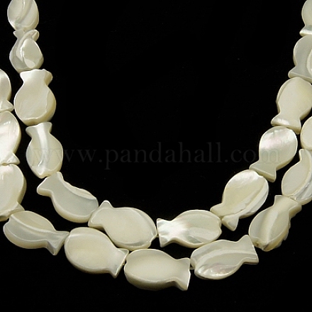 Shell normal de perles blanches de brins SSHEL-18X10-1