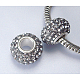 Österreichische Kristall europäischen Perlen, Großloch perlen, Sterling Silber Kern, Rondell, 215 _black Diamant, ca. 11 mm Durchmesser, 7.5 mm dick, Bohrung: 4.5 mm