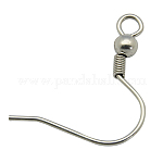 304 Stainless Steel Earring Hooks, Ear Wire, with Horizontal Loop, Stainless Steel Color, 20x19x3mm, Hole: 2mm, 21 Gauge, Pin: 0.7mm