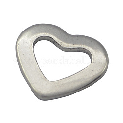 Pendentifs de coeur ouvert en 201 acier inoxydable, creux, taille: environ 11 mm de long,  largeur de 10 mm, épaisseur de 1mm, trou: 7 mm de long,  largeur de 4 mm