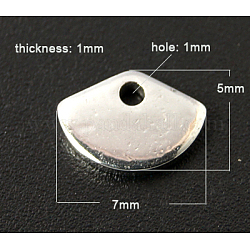 201 pendente in acciaio inossidabile con etichetta con pendenti vuoti, shelll, 7x5x1mm, Foro: 1 mm