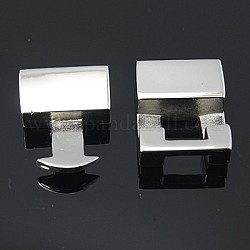 Smooth 304 Stainless Steel Snap Lock Clasps, Stainless Steel Color, 32x16x6mm, Hole: 14x4mm