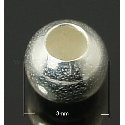 925 Sterling Silber Zwischenperlen, Runde, 3 mm, Bohrung: 1 mm
