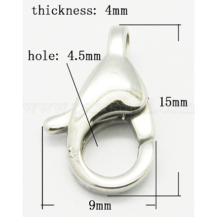 304 Stainless Steel Lobster Claw Clasps STAS-Q048-3-1