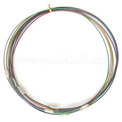 Стальная проволока ожерелье шнура, с застежками из латуни , без никеля , разноцветные, платиновый цвет, размер: 17.5 дюйм в длину, провода: около 1 mm диаметром, он может быть пропущен через отверстие над 3 mm.