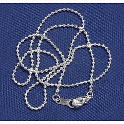 Perline catena in ottone, colore argento placcato, catena: 1.2 mm, 17 pollice