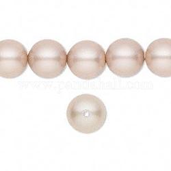 Austrian Crystal Pearls, 5811, Round Beads, Crystal Powder Almond, Size: about 10mm in diameter, hole: 1.4mm, about 100pcs/bag