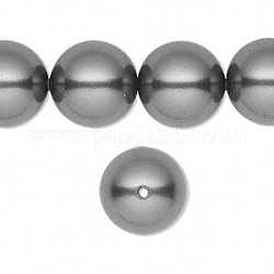 Austrian Crystal Pearls, 5811, Round Beads, 14mm, Crystal Dark Grey, Size: about 14mm in diameter, hole: 1.4mm, about 50pcs/bag