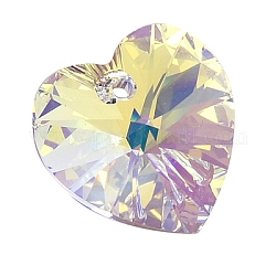 Austrian Crystal Pendants, 6202, Gifts Idea for Her for Valentine Day , Mother's Day Jewelry Making, 6202 Heart Pendant, 001_Crystal, 001AB_Crystal Aurore Boreale, 14x14x7mm, Hole: 1mm
